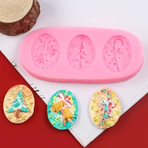 Christmas theme silicone mold showing tree and bell patterns for fondant decorations