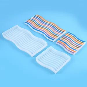 Set di stampi in silicone per sottobicchieri a onde arcobaleno e vassoi portaoggetti fai-da-te