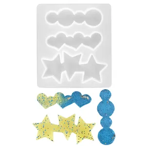 Moule en silicone DIY pour épingles à cheveux avec formes d'étoiles, cœurs et cercles.