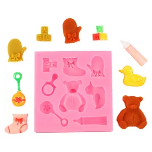 Molde de silicona rosa con tema de bebé para fondant, chocolate y dulces DIY