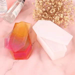 DIY Molde de Silicona en Forma de Ataúd Para Resina Epoxi Caja de Almacenamiento Ataúd de Halloween Molde Decorativo Gótico