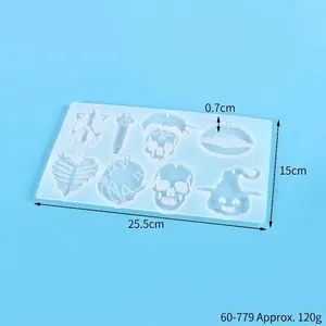 Halloween skull silicone mold with dimensions 25.5x15cm for DIY resin