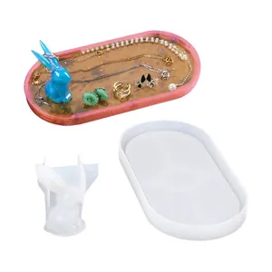 Stampi in silicone per vassoio gioielli in resina DIY e supporto coniglio con demo
