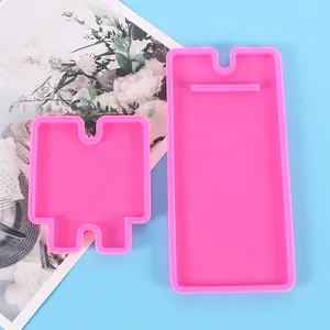 High-quality pink silicone DIY mobile phone stand mold set for crystal resin crafting