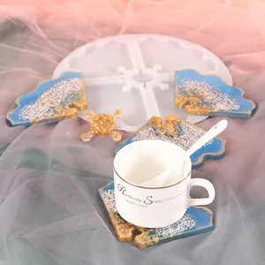 Handmade DIY irregular silicone mold for resin coasters with artistic finished products