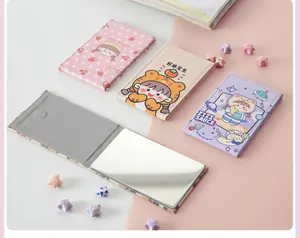 Portable travel folding makeup mirrors featuring cute cartoon characters and slim design