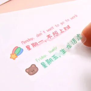 Autocollants transparents imperméables mignons pour bouteilles d'eau et agendas motif ours
