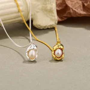 Elegant pearl necklace set featuring irregular retro design in gold and silver finish colors