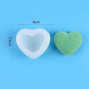 Heart-shaped textured silicone mold for DIY handmade soap, candles, and chocolate crafts