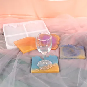 Detailed view of handmade irregular resin coasters with professional silicone mold