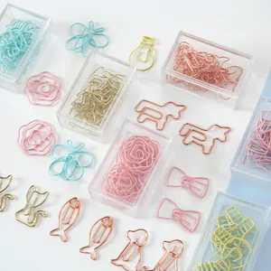 Cartoon Metal Animal Shaped Paper Clips Creative Butterfly Rose Bookmarks Clip Set For Office School Students Stationery Gift
