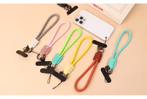 Collection of colorful macaron nylon phone wrist straps with black anti-lost gaskets