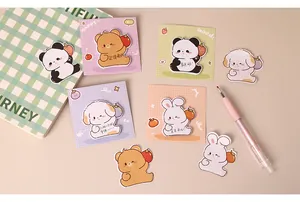 Detailweergave van cartoon dieren plaknotities met schattige illustraties en teksten