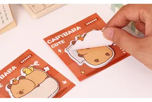 Gedetailleerde weergave van het afpellen van een schattige Capybara-notitieblok