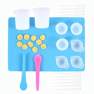 Juego completo de herramientas de resina epoxi con tapete de silicona y tazas de medir