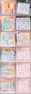 Detailed collection of DIY silicone earring and pendant molds for crystal epoxy resin craft