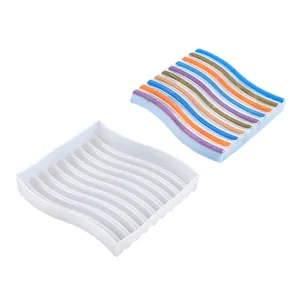 Stampo in silicone a onde arcobaleno per sottobicchieri in resina e vassoi portaoggetti per gioielli