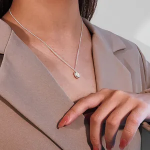 Irregular silver pearl pendant necklace for women stylish clavicle chain