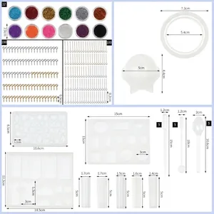 Comprehensive 83-piece DIY crystal resin jewelry tool kit with molds and glitters.
