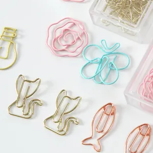 Set of creative animal and floral shaped metal paperclips in various colors