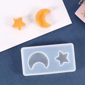 Moldes de silicona epoxi de cristal DIY de estrellas y luna para colgantes hechos a mano