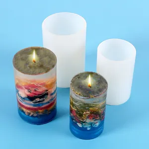 DIY Crystal Epoxy Resin Silicone Mold Geometric Cylinder Hexagonal Candlestick Holder For Aromatherapy Candle Craft Tool