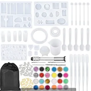 Set per resina fai-da-te da 83 pezzi con stampi in silicone, glitter e strumenti vari