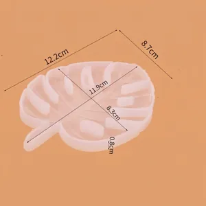 Dimensions détaillées du moule en silicone feuille de monstera pour résine, avec mesures en cm