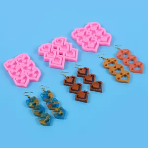 DIY heart earring silicone molds with finished resin jewelry examples