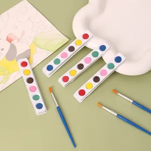 Multicolor Solid Watercolor Cake For Kids DIY Art Painting Mini Portable Watercolor Pigment With Painting Brush