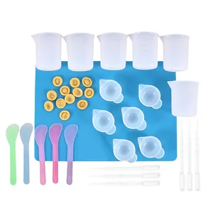 Kit completo de herramientas para resina epoxi con vasos, alfombrilla y pipetas