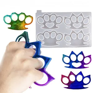 DIY silicone mold for making resin cat ear brass knuckle keychains with mirror effect