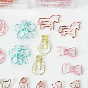 Colorful assorted animal-shaped metal paperclips and creative decorative bookmarks