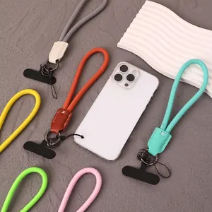 Macaron Color Nylon Woven Phone Wrist Strap Anti-Drop Lanyard With Patch Durable Universal Key Hand Rope For Smartphone Accessories
