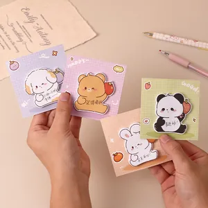 Cartoon Dier Vormige Plaknotities Zelfklevende Memoblokken Schattige Panda Konijn Beer Hond Gestanst Raster Papier Voor Student Kantoor Home Decor
