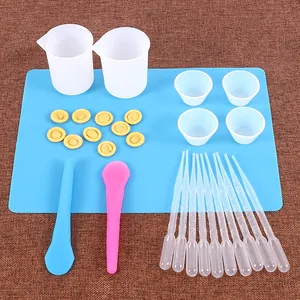 Kit completo de herramientas para resina epoxi con alfombrilla de silicona y tazas