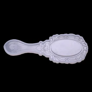 Close-up of the intricate patterns inside the vintage mirror silicone mold for resin