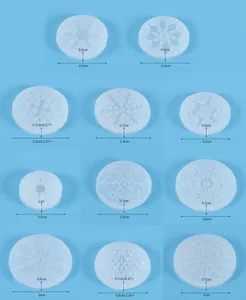 Dimensiones detalladas de moldes de silicona de copo de nieve para joyas de resina