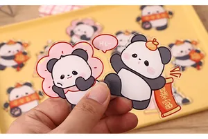 Hand-held cute cartoon panda acrylic fridge magnet with creative national tide design