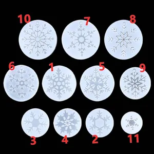 Juego de 11 moldes de silicona de copos de nieve para colgantes de resina de cristal