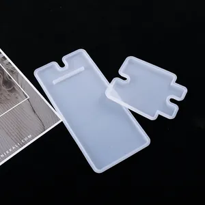 Detail view of two-piece clear silicone molds for DIY epoxy resin phone stand set.