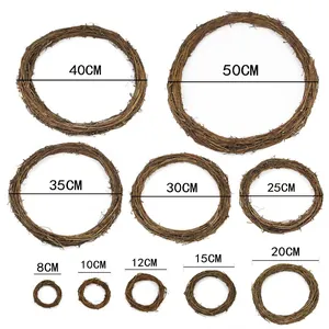 Natural Woven Vine Wreath Base Rustic Brown Dried Twig Ring For DIY Christmas Decoration Wedding Home Wall Hanging Crafts