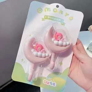 Lot de 2 jolis crochets muraux adhésifs lune rose pour salle de bain