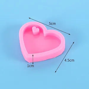 Pink heart-shaped silicone mold for DIY crafts, approx 5x4.5cm, SKU variant model