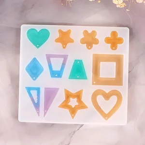 Multi-shape DIY silicone resin mold for creating heart and star earrings pendants
