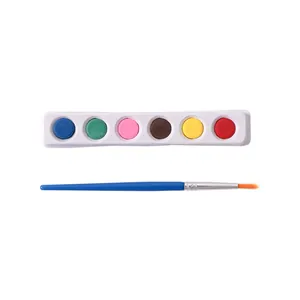 6-color solid watercolor paint set with paintbrush for children's DIY art projects