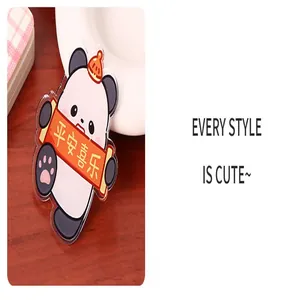 Detailed view of a cute cartoon panda acrylic fridge magnet with lucky scroll