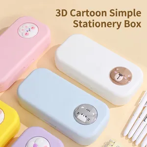 Cartoon Cute 3D Animal Pencil Case Large Capacity Double Layer Waterproof Plastic Stationery Storage Box For Kids Student Gift