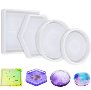 Selección de moldes de silicona geométricos para resina epoxi con posavasos terminados