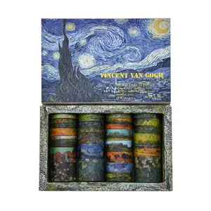 Vincent Van Gogh inspired washi tape set featuring 25 rolls with classic painting patterns